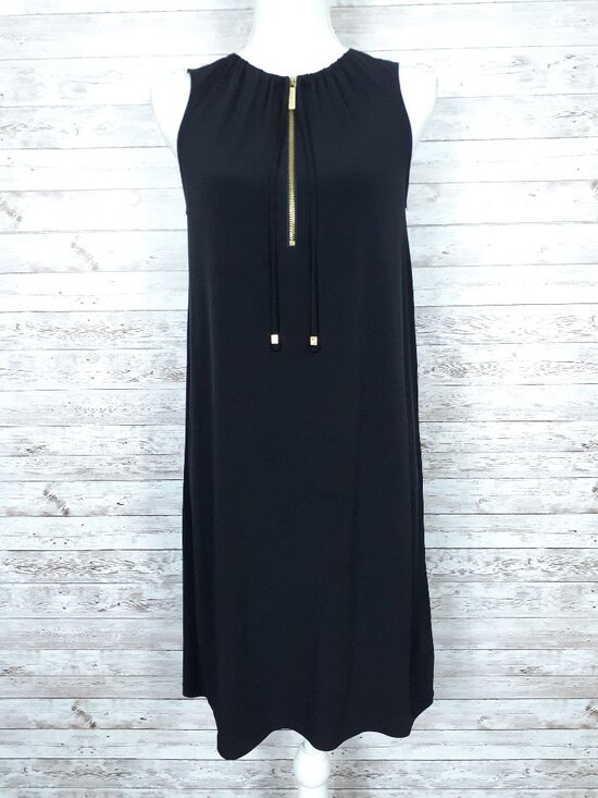 MICHAEL Michael Kors Dresses & Skirts - Michael Kors Sleeveless Shift Dress S Front Zip Elastic Neckline with Ties 949A